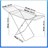 Droogrek, 180 x 55 x 101 cm - luchtstroomwasrek, wasdroger met antislipvoeten, vleugelwasdroger, kleding - Zilver