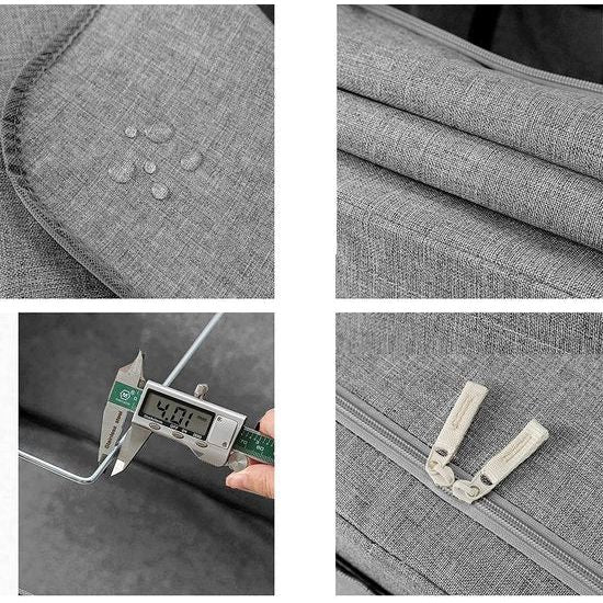 Stapelbare opbergdoos - grote opbergtas - opvouwbare opbergdoos voor onder het bed - met metalen frame, versterkte handgreep en ritssluiting 66L, 2-pack (middelgrijs)