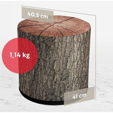 KADAX - Zitpoef, Poef, ronde poef, Ø 40.5x41 cm - houtlook, poef met wasbare overtrek, zitzak, vloerkussen, decoratieve kruk, voetenbank, zitkussen, stoffen kruk - Eiken