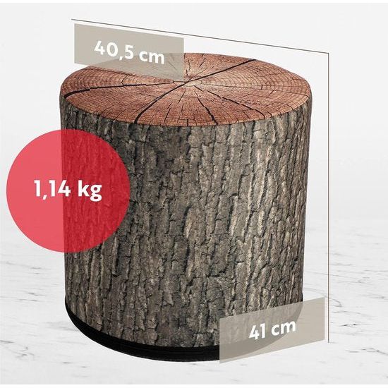 KADAX - Zitpoef, Poef, ronde poef, Ø 40.5x41 cm - houtlook, poef met wasbare overtrek, zitzak, vloerkussen, decoratieve kruk, voetenbank, zitkussen, stoffen kruk - Eiken