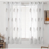 Sheer voile floral embroidery curtains with eyelets, transparent1