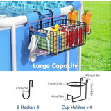 Zwembadopbergmand, 2 stuks frame, zwembadkoord met bekerhouder, opvouwbare tuinzwembad, organizer, opbergdoos, zwembad, zijmand voor bovengronds zwembad, kinderzwembad, zwembadaccessoires,