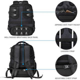 Laptoprugzak voor heren, 17,3 inch, zakelijke reisrugzak, handbagage, waterdicht, met harde veiligheidsruimte, oplaadaansluiting, RFID-tas voor mannen, vrouwen, universiteit, school, zwart,