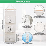 SCHYIDA 3 stuks hangende tas voor aan de muur, hangende opbergtas, hangende organizer met 3 halve cirkelvormige vakken, voor kinderkamer, badkamer, slaapkamer, grijs/groen/wit