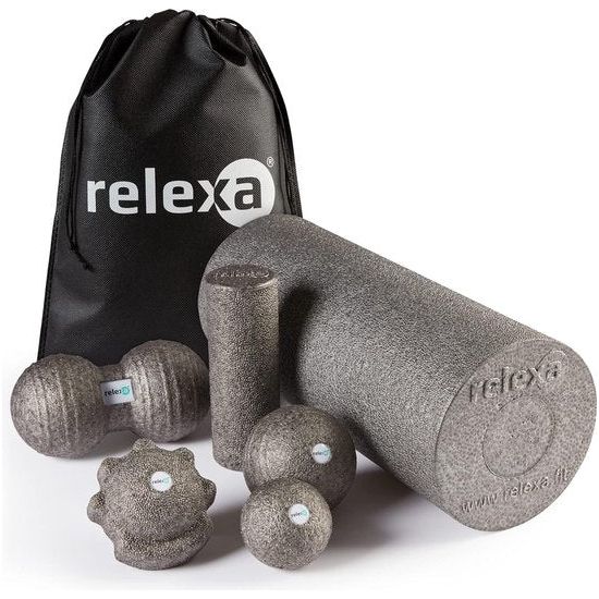 Maxi Fasciaset, 7-delige set voor massage bij rugpijn en als fitnesstrainingsaccessoire, aangenaam materiaal en recyclebaar, grijs