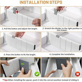 Schuifladenorganizer, set van 4 ladeverdelers, verstelbaar (28-44,5 cm, 10,5 cm hoog), antislip ladeverdeler, opbergsysteem voor keuken, slaapkamer, badkamer, commode, wit