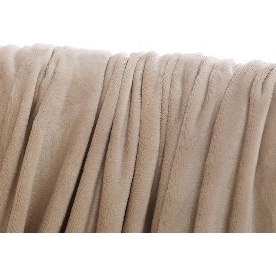 Fleecedeken/knuffeldeken - flanel, extra zacht en warm - kreukbestendig/verkleurt niet, te gebruiken als bedsprei of deken op de bank - 150 x 200 cm - Beige