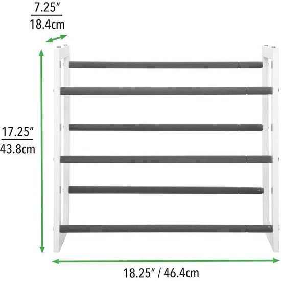 mDesign - Schoenenrek - voor bergkasten, entrees, bijkeukens, slaapkamers, garages - 3 etages/aanpasbaar/uitschuifbaar/ruimtebesparend/hoekig/verticale bergruimte/massief staal - wit/grijs