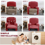 Stretch Cover for Relaxing Chair, Christmas Stretch Armchair Cover, Relaxing Chair, Armchair Protector for Relaxing Chair, 4-Piece Set with Side Pocket, Non-Slip Xmas Recliner Cover, Xmas Yeti