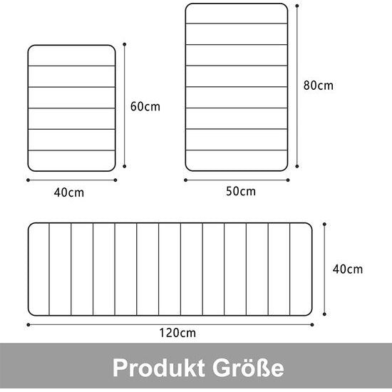 Traagschuim Badmatten, absorberend, antislip, wasbaar, 40 x 60 cm, donkergrijs