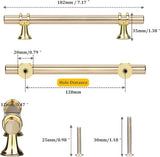 6 stuks T-meubelgrepen, 128 mm, keuken, gouden deurgrepen voor keuken, kastgrepen, ladegrepen, T-stanggreep, keukengrepen, kastgrepen, zinklegering, inclusief schroeven