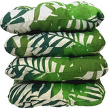 Set van 4 zitkussen, 38 x 38 cm, zitkussen, stoelkussen, voor binnen en buiten, zachte kussens voor tuinstoelen, kussens met 8 cm Schuimvulling, made in Poland (groene bladeren)
