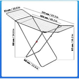 Droogrek, 180 x 55 x 101 cm - luchtstroomwasrek, wasdroger met antislipvoeten, vleugelwasdroger, kleding - Antraciet