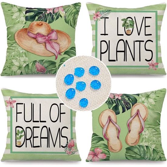 Waterdichte kussenhoezen, 4 stuks, 45 x 45 cm, decoratief outdoor kussen, waterdicht, ademend, tropische flair kussensloop, geschikt voor bankkussen, tuin, outdoor