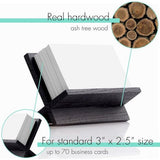 Kaarthouder voor bureau - Zwarte houten kleine kaarthouder, professionele bureau-visitekaartjesstandaard, houten naamkaarthouder, kantoor, opslag van visitekaartjeshouders