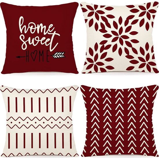 Kussenhoezen set van 4 kussenhoezen linnen kussenhoes sierkussen kussenhoezen voor bank tuinbed bankkussen 45x45cm (set van 4)