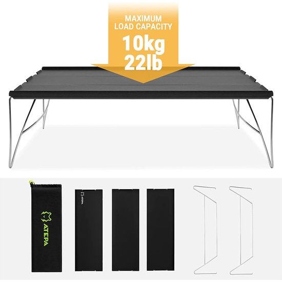 Klaptafel, kleine campingtafel, steektafel, opvouwbaar, lichte aluminium legering, top met draagtas, voor outdoor, picknick, reizen, strand, gemakkelijk te reinigen