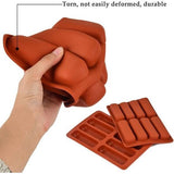 Pakket van 2 mueslirepen bakvorm siliconen mal met 8 holtes antiaanbakstaaf bakvorm, grote rechthoekige energierepen siliconen bakvorm voor mueslirepen muffin chocolade brownie cheesecake