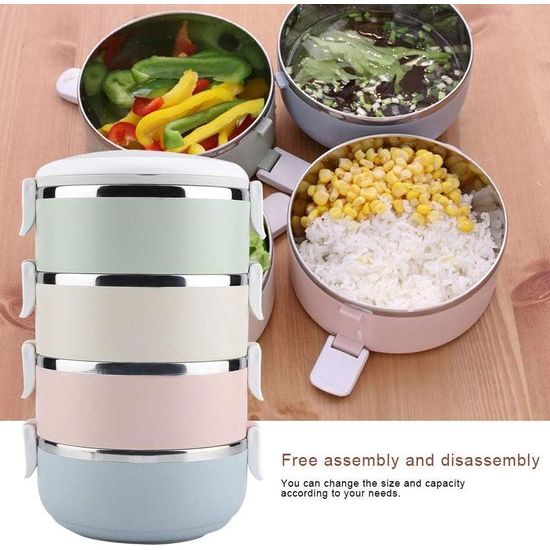 4 draagbare roestvrijstalen thermische lunchbox, bentobox, voedselcontainer voor studenten, kantoormedewerkers (vier lagen 2800 ml)