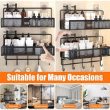 Set van 2 doucheplanken zonder boren, badkamerplanken, doucheplank, metalen douchemanden, badkamerplankorganizer, hangende shampoohouder, zelfklevende doucheplank met haken voor de badkamer