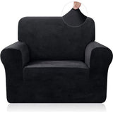 Bankhoes elastische stretch spandex stretch bankovertrek voor bank met armleuning anti-slip schuim 1-zits zwart Vertaling: Elastische stretch spandex bankhoes met armleuning, anti-slip schuim, voor een bank van 1-zits, zwart.