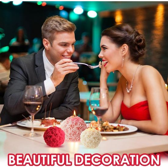 Set van 2 Rose Ball-kaarsenvormen, siliconen mallen, kaarsenmaakset, 3D Rose Flowers-kaarsenvormen voor water geven, siliconen kaarsvormen voor doe-het-zelf geurkaarsornamenten Cadeau