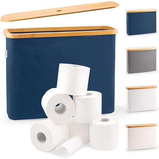 Blue Toilet Paper Storage Stand 12 Rolls with Lid