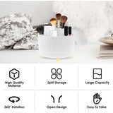 Make-up organizer, 360° roterende borstelorganizer Kaptafelorganizer, 5 compartimenten Cosmetische organizer Oogschaduwborstel Lippenstifthoes voor kaptafel, slaapkamer, badkamer, Wit