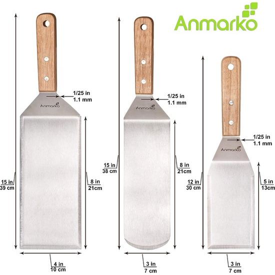 Professionele spatel, roestvrijstalen pannenkoekenspatel en grillschraper, 10,2 x 20,3 cm, grote hamburgerspatel, ideaal voor grill en flat-top grill, standaard kwaliteit