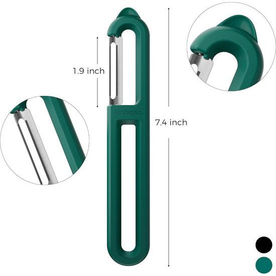 2 x Potato Peeler Vegetable Peeler Smooth and Serrated Blade for Peeling Fruit and Vegetables Provides Sharpness Smoothness and a Comfortable Handle - Green