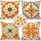 40 x 40 cm Pack of 4 Decorative Outdoor Cushions Waterproof Breathable Orange Bohemian Cushion Cover for Sofa Cushion Garden Outdoor