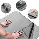 Microfiber Hot Yoga handdoekmat met antislip siliconen handvat en veilige rubberen banden, 24 x 72 inch, grijs