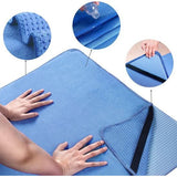 Microfiber Hot Yoga handdoekmat met antislip siliconen handvat en veilige rubberen banden, 24 x 72 inch, blauw