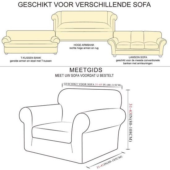 Fluwelen fauteuilhoes, zachte fluwelen pluche bankovertrek, stijlvolle luxe meubelhoezen, antislip, high stretch stoelhoes (1-zits, ivoor)