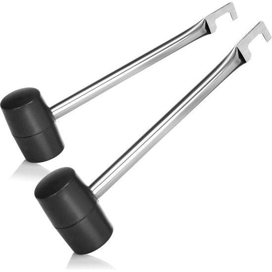 2 x bevestigde hamer met metalen schacht - campinghamer met haringtrekker - haringhamer voor camping en craft (02 stuks - 225 g / met haak)