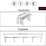 13 cm x 6 cm x 7 cm, strekt zich uit tot 48 cm lengte pannen bij het stomen, keukenwerkbladen of kasten bij het organiseren passen