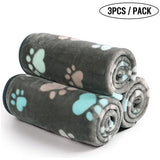 1 pak 3 dekens super zacht pluizig premium fleece huisdierdeken flanel nest voor hond puppy kat grijze poot, groot (104 x 76 cm)