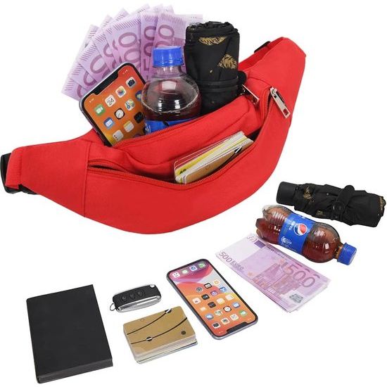 Heuptas voor heren en dames Heuptas Doggybag Buitensporten Grote mobiele telefoontas Schoudertas Camping Fitness Fiets Geldbuidel, rood