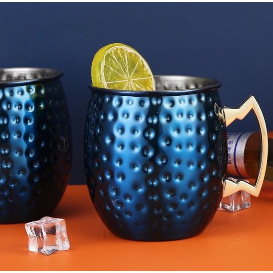 Moscow Mule beker 500 ml handgemaakte koperen beker Moskou Mule koperen mokken (blauw) Moscow Mule beker 500 ml handgemaakte koperen beker Moskou Mule koperen mokken (blauw)