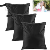 3 stuks wetbag 30 x 35 cm, herbruikbare zakken, waterdichte natte tas met ritssluiting, vuile kleding, tas, organizer voor badpakken, strandlaken, sportkleding (zwart), zwart