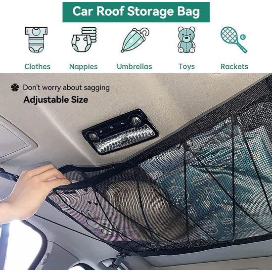 HWTONG Dubbellaags bagagenet, autodeken, dak, bagagenet voor de meeste voertuigtypen
