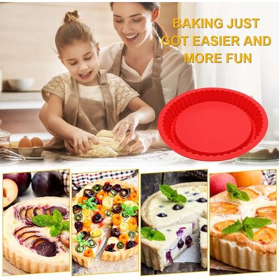 Siliconen bakvorm cakevorm siliconen bakvormen 26 cm siliconen laagcake bakvorm met siliconen kwast voor quiche pizza taart taart