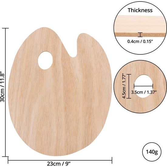 Kurtzy Verf Kwasten Set met Houten Palette (12 kwasten) & Handzaam Ovaal Schilders Palette - Gebruik met Acryl, Olie en Waterverf - Voor Schilderen op Canvas, Keramiek, Klei, Hout & Modellen