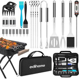 barbecuebestek, barbecueaccessoires, 25-delige accessoireset, professionele set, roestvrij staal, cadeaus voor mannen, met koffer voor grillrooster, premium