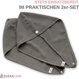 ELEXACARE haartulband, tulband handdoek met knoop (2 stuks, antraciet / grijs) microvezel handdoek voor hoofd en lang haar
