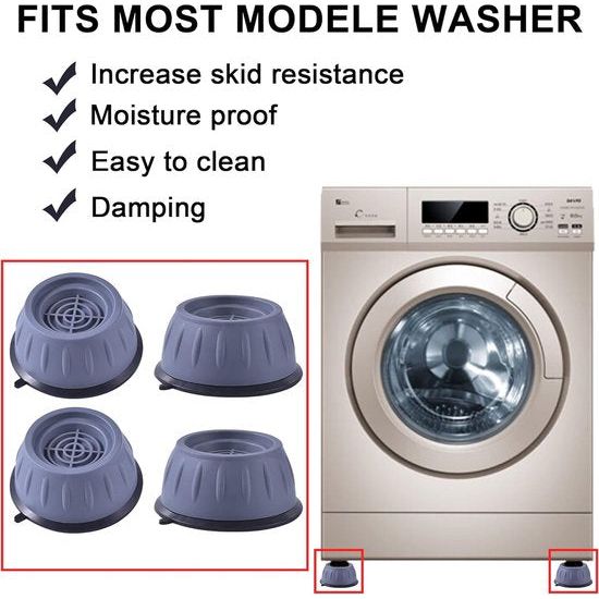 12 stuks wasmachine anti-vibratievoeten, trillingsdemper voor wasmachine, antislip voeten ter voorkoming van lawaai en wegglijden