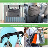 Pram Organiser with Insulated Drink Holder, Shoulder Strap, Large Capacity, Universal Baby Pram Bag, Grey with Dots