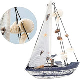 Houten zeilboot model boot decoratie decoraties nautische maritieme anker schelp nautische perfect voor strand zee vakantiedecoratie hout zeilboten model met visnet