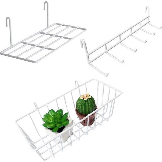 Wandrooster, accessoires, upgrade wandrooster, wit, accessoires, roostermand, hangrek, haaklijst, gebruikt voor rasterfotowand, rasterwand, accessoires, 3 stuks, wit, multifunctioneel