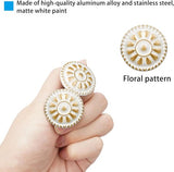 Meubelknoppen Wit 16 Stuks Kast Knoppen Bloemen Patroon Ronde Lade Handgrepen Meubelknop Witte Commode Knoppen Set Kast Knop Voor Meubilair Commode Knoppen